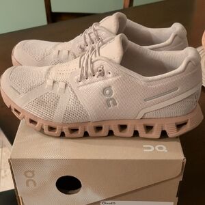 On Running Women's Athletic Shoes in Light Pink and Beige